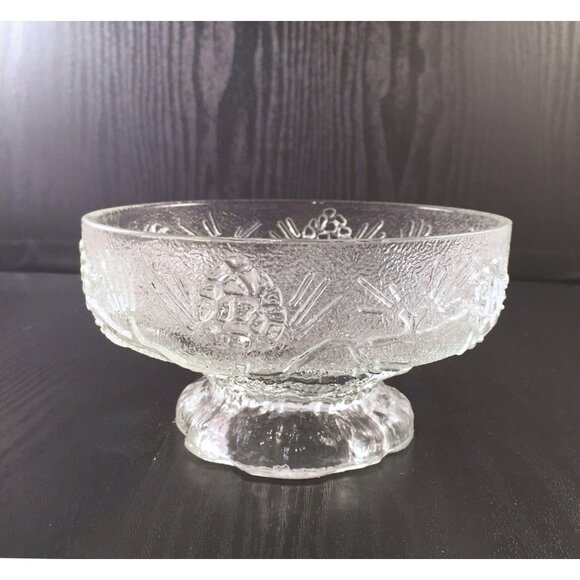 2 Tiara Ponderosa Pine Individual Salad Bowls Footed Pine Cones Indiana Glass In - Picture 1 of 10